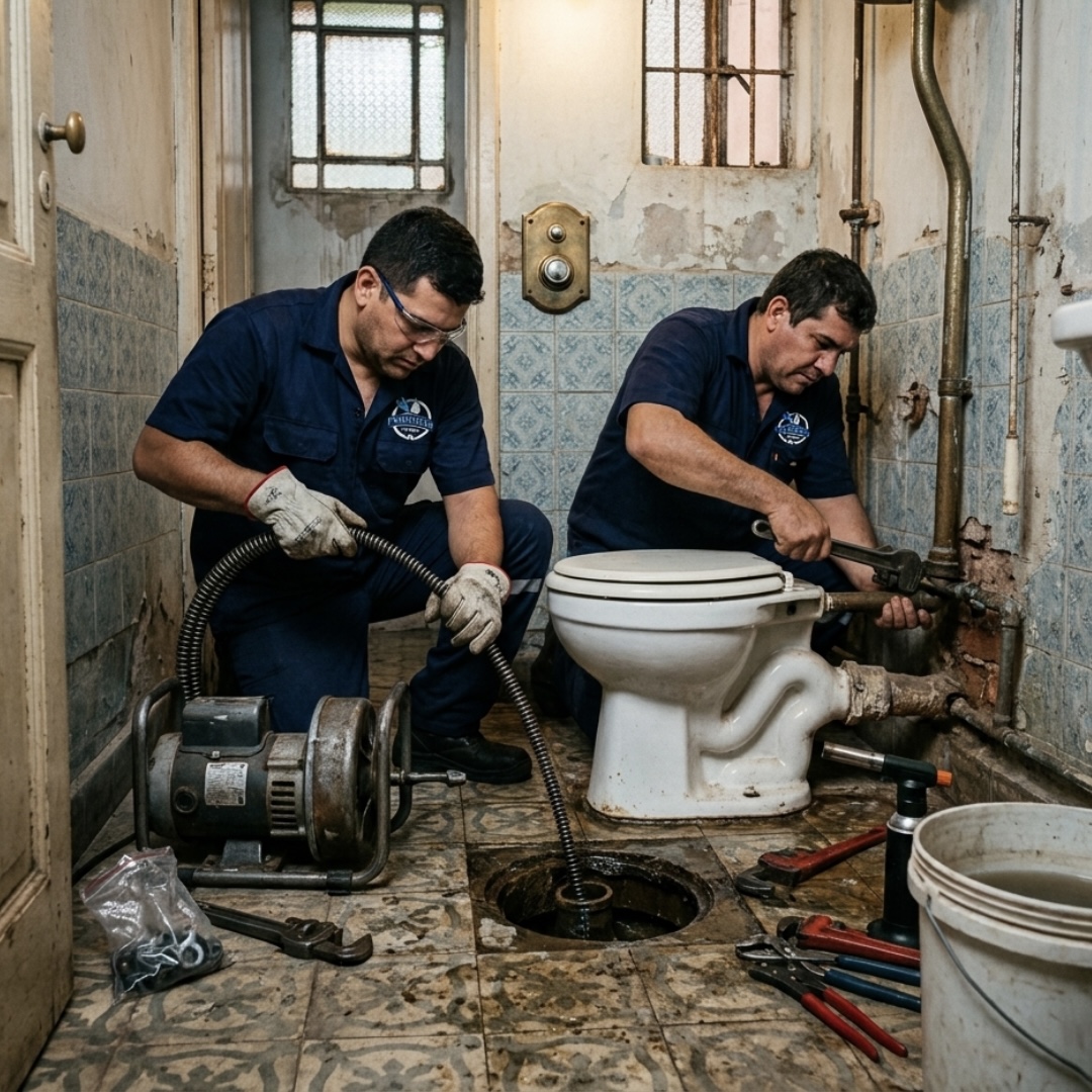Cómo solucionamos la obstrucción de 4 baños en una casona antigua del Centro de Asunción